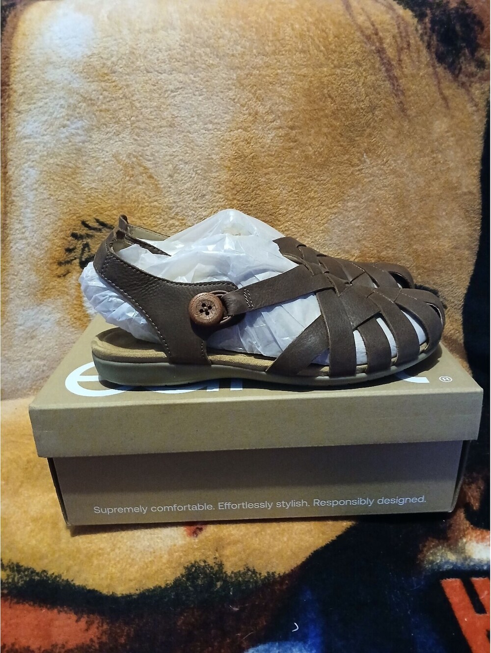 Earth Leather Fisherman Sandals Bellita Rio Maple Medium Brown Size 9.5M